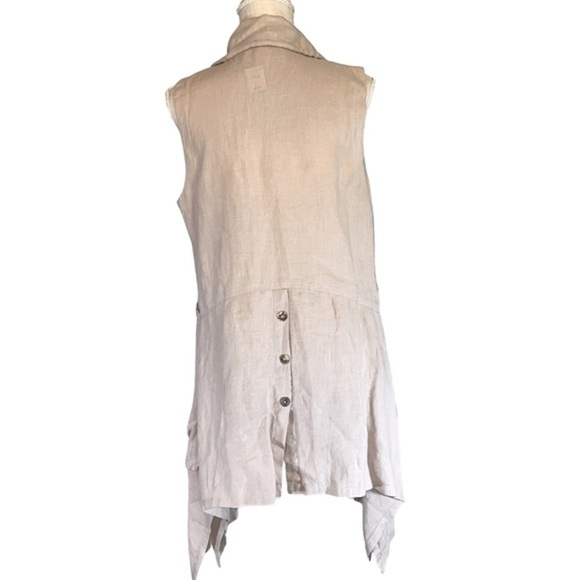 I.C. Collection by Connie K Lagenlook Asymmetrical Hem Tie Pocket Linen Dress - Picture 4 of 10